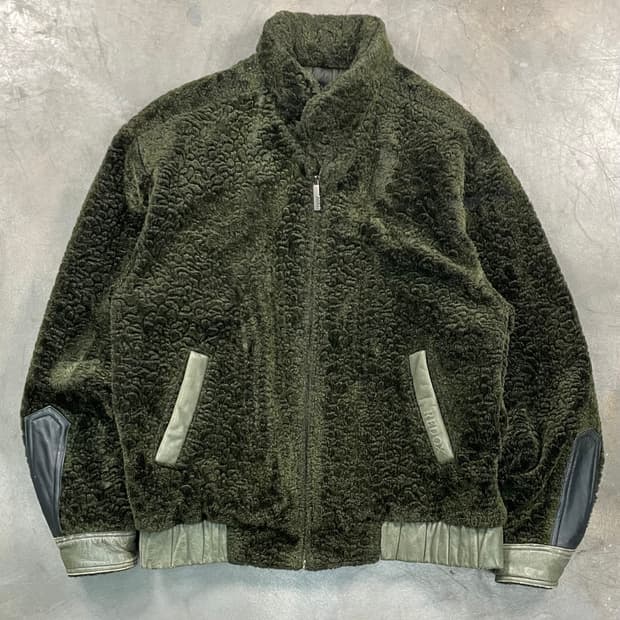 RedOx 레더 패치 플리스 봄버 자켓