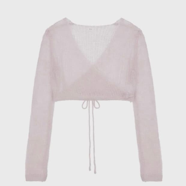 모노하 모헤어 랩 가디건 라이트 핑크 (1회착)