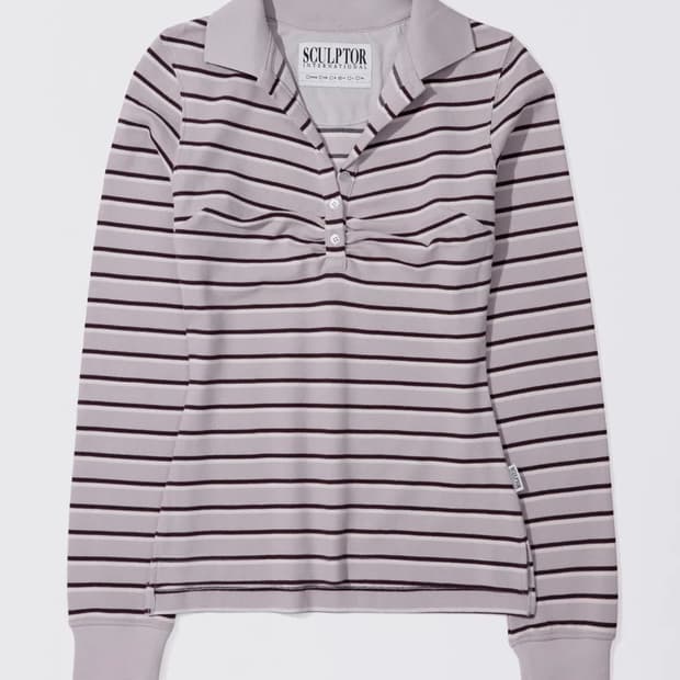 스컬프터 셔링 테니스 셔츠 라벤더 스트라이프