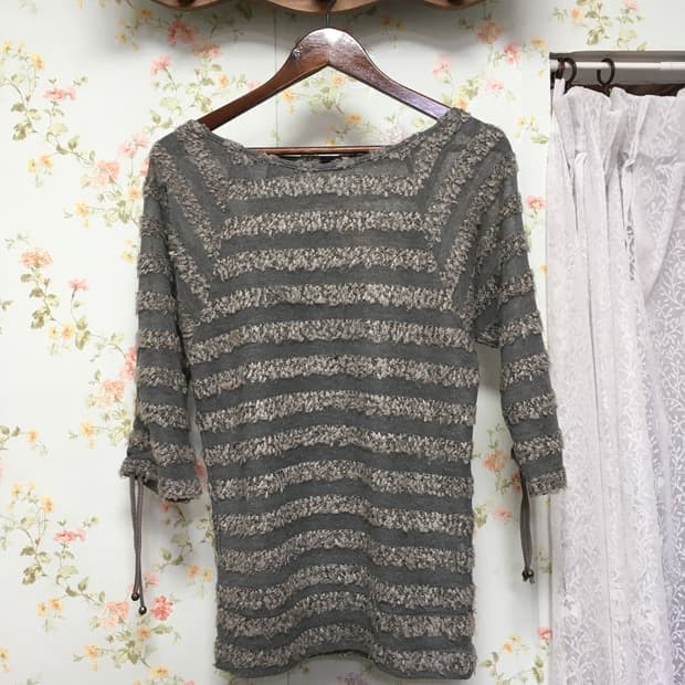 시스루 스트라이프 7부 티셔츠