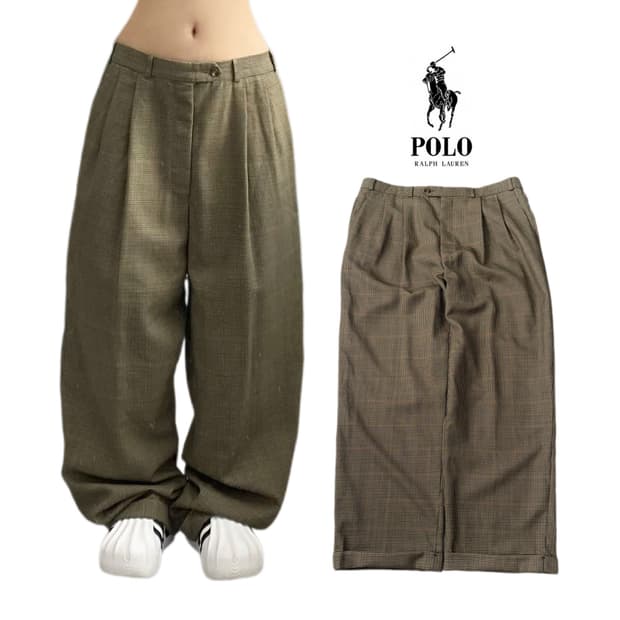 폴로 80s OG 체크 와이드 치노팬츠