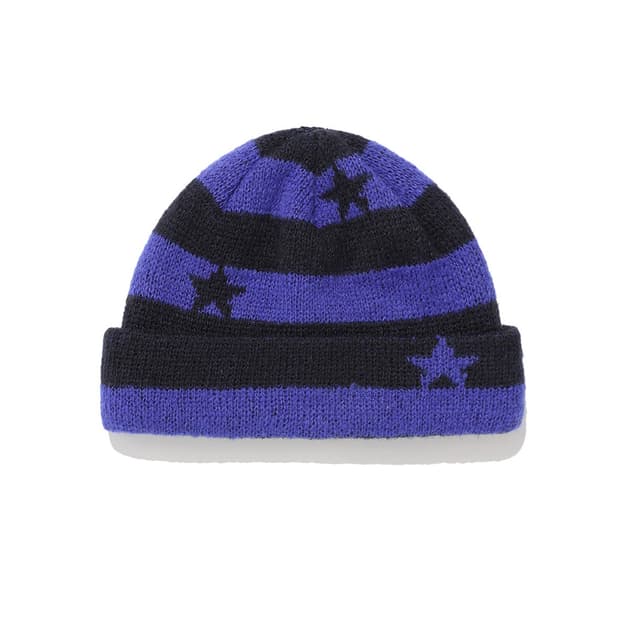 ISTKUNST stripe cuff beanie (purple)