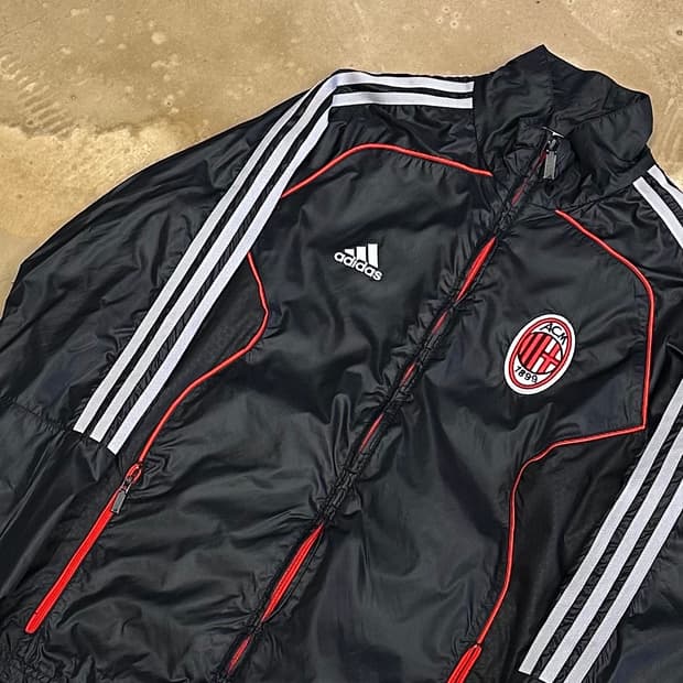 95 아디다스 AC밀란 레드라인 블랙 바람막이