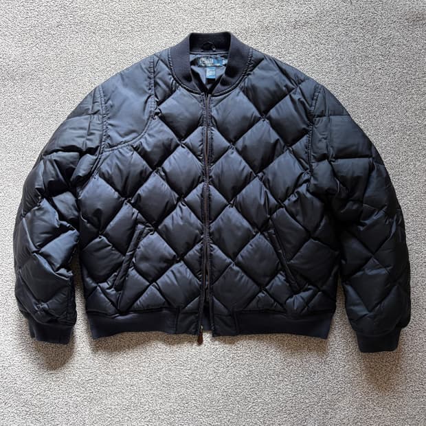 90s 폴로 랄프로렌 퀼팅 봄버 네이비 xxl