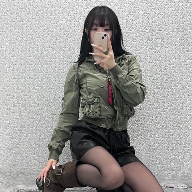 알파인더스트리 희귀 밀리터리 크롭 항공점퍼 자켓 XS C10838