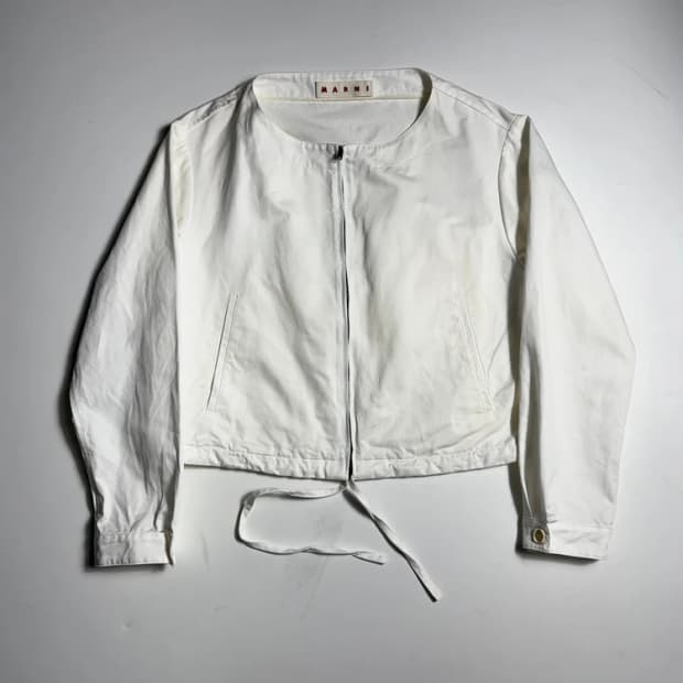 마르니 MARNI 화이트 넥리스 크롭 자켓 R2126