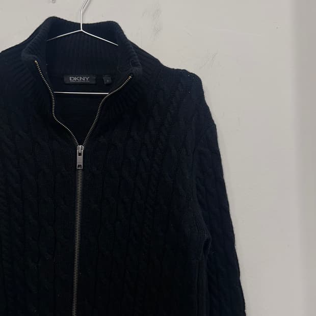 도나카란 뉴욕 램스울 꽈배기 니트집업