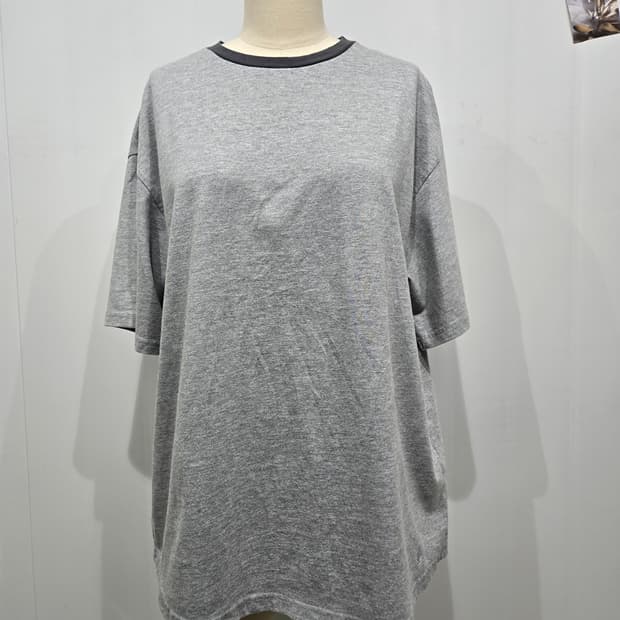 랑방 회색 링거 반팔 티셔츠