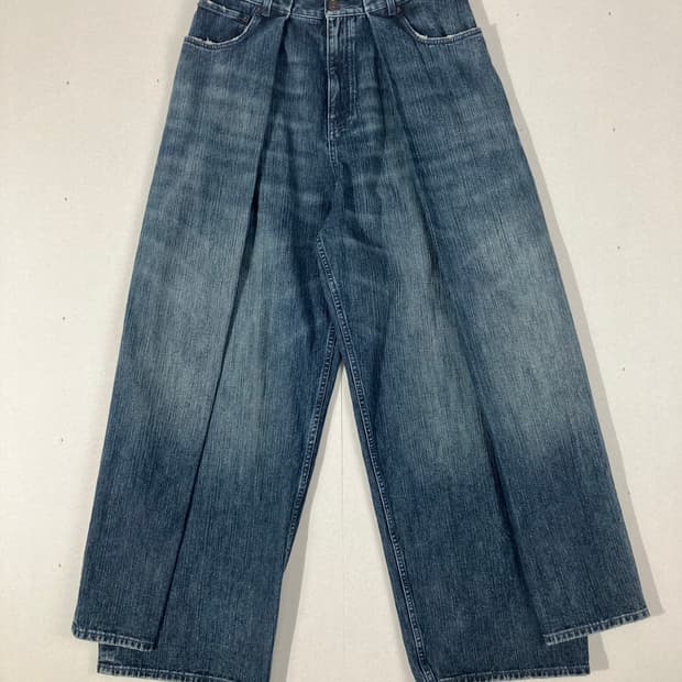 발렌시아가 더블 사이드 데님 팬츠 다크블루