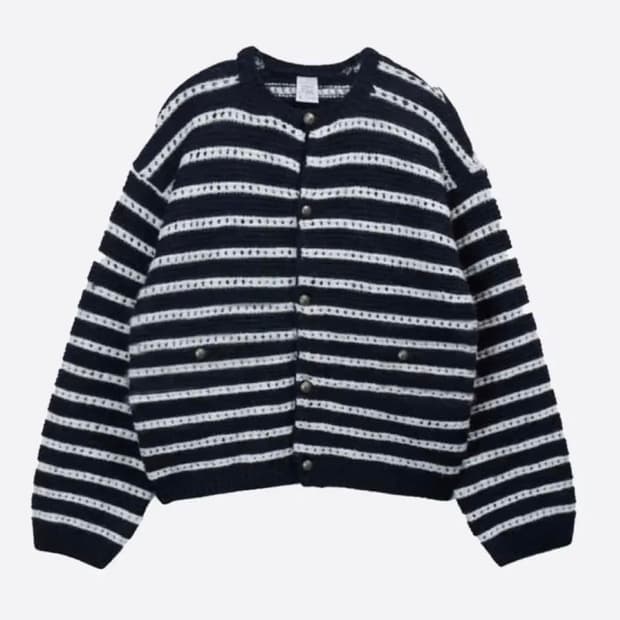 (새상품)stu 스트라이프 가디건L