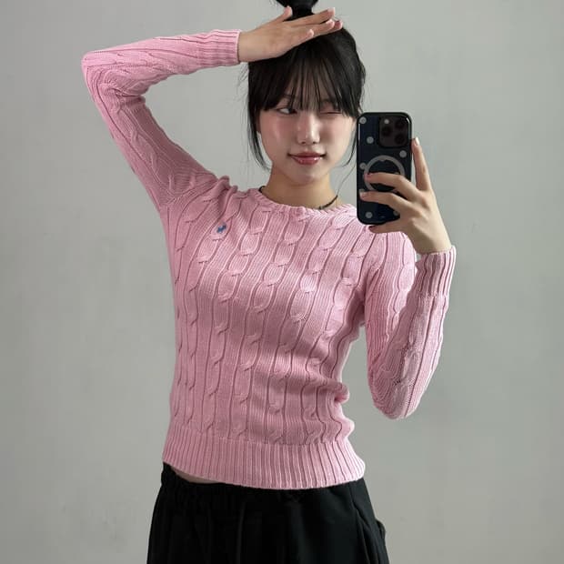 폴로 핑크 니트