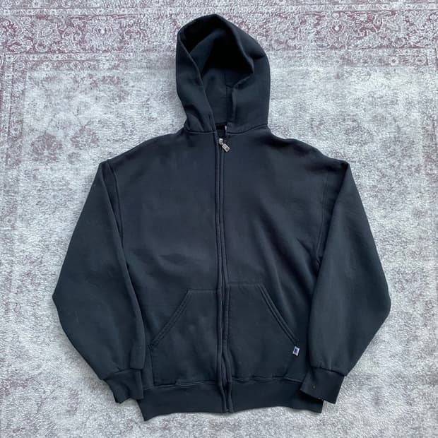 (L) 90s 빈티지 러셀 후드집업 블랙 USA