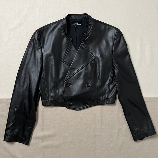 90s 꼼데가르송 레더 더블 크롭 자켓 comme des garcons
