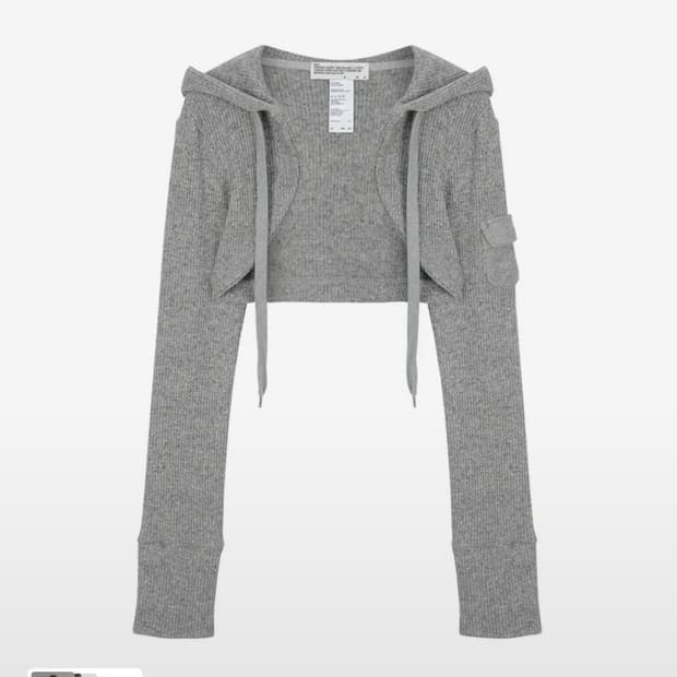 사일프레이 니트 후디 볼레로 가디건 그레이