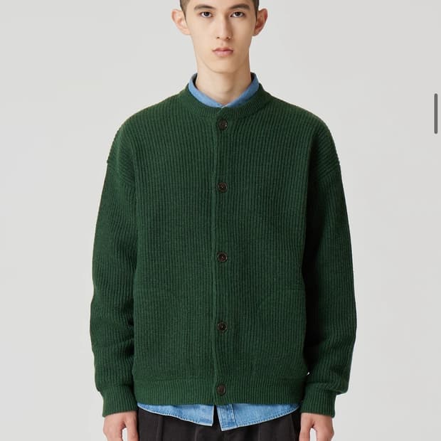 24/7 시리즈 울 점퍼 가디건 다크그린 L