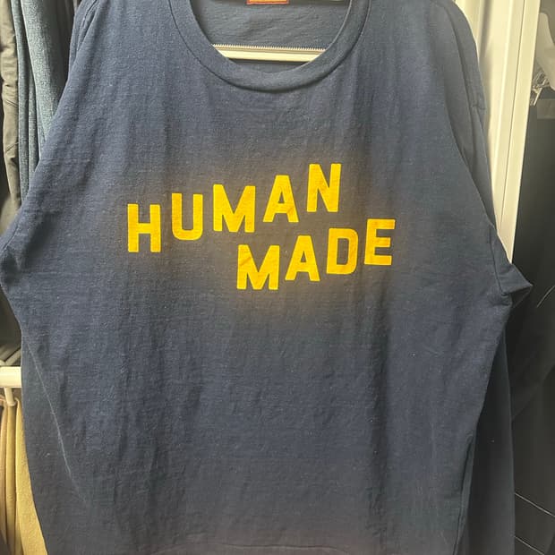 휴먼메이드 네이비 로고 롱슬리브 티셔츠