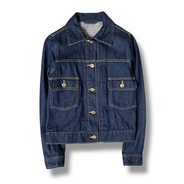 빈티지 투포켓 진청 크롭 청 자켓