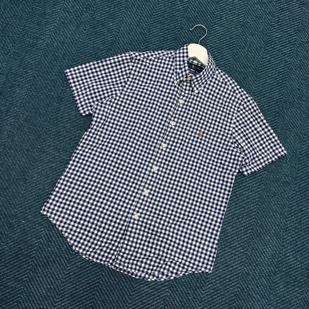 [S] 폴로 반팔 체크 셔츠