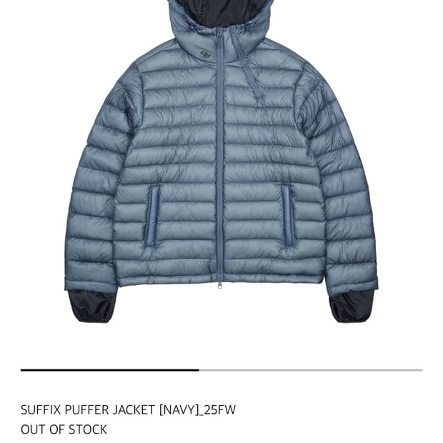 판매)산산기어 서픽스 푸퍼 네이비 0사이즈 새상품