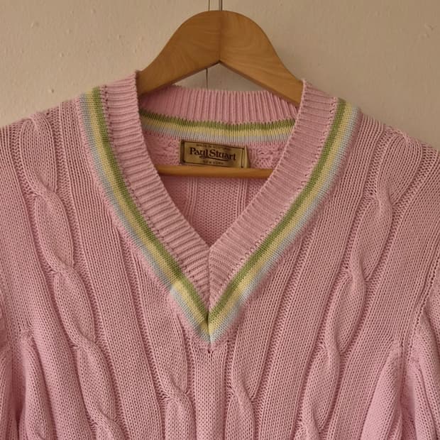 폴스튜어트 Paul stuart 남성 테니스브이넥케이블니트 S사이즈