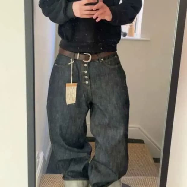 빈티지 와이드 생지 데님