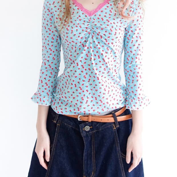 샵페어리  little strawberry lace top (mint)