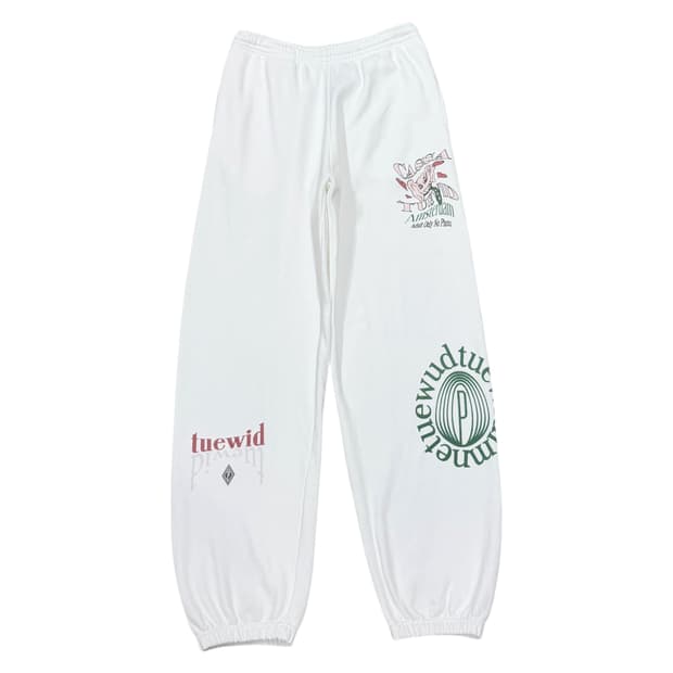 TUEWID 트위드 블랑크 거즈 타투 스웻 조거 팬츠 화이트 2