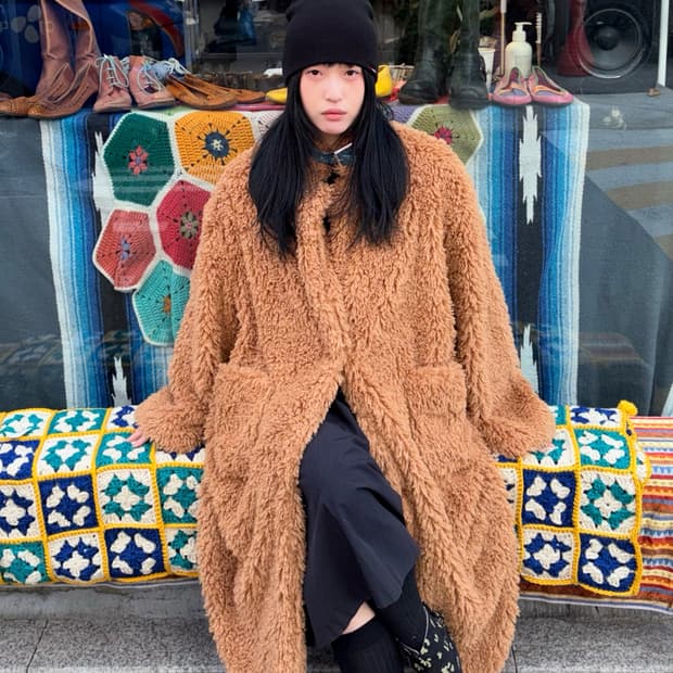 Camel Shaggy Long Fur Coat