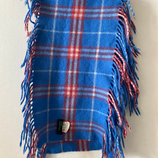 베네통 캐시미어 체크 머플러