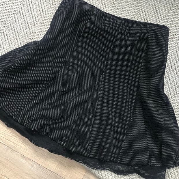 빈티지 블랙 도트 땡땡이 레이스 스커트