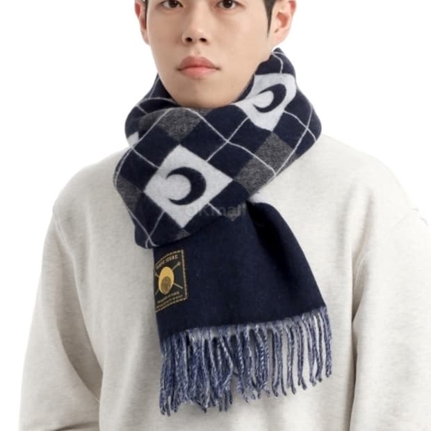마린세르 24fw 문 아가일 머플러 grey/navy