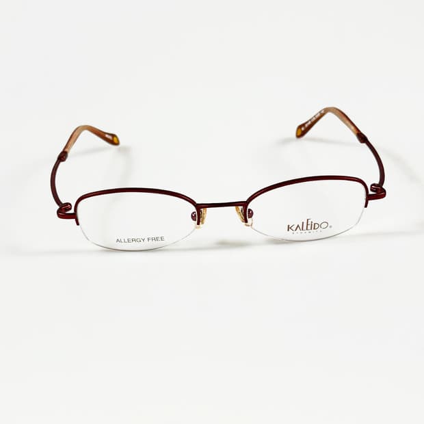 90s KALEIDO 브라운 메탈 반무테 스퀘어 빈티지 안경