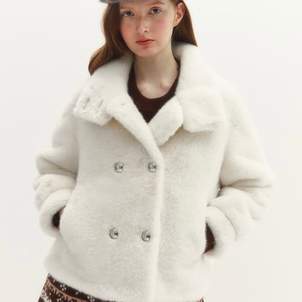 마리끌레르 더블 브레스티드 퍼자켓