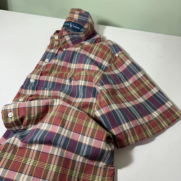 XL 100-105 폴로 랄프로렌 포니로고 체크 반팔셔츠