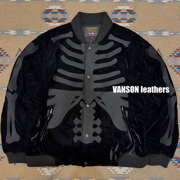 [XL] 밴슨 레더 벨로아 스켈레톤 블루종 자켓 (50주년 기념)