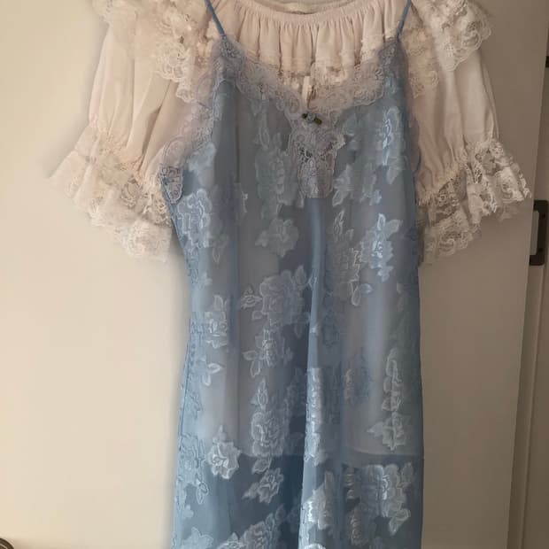 하늘색 슬립 원피스