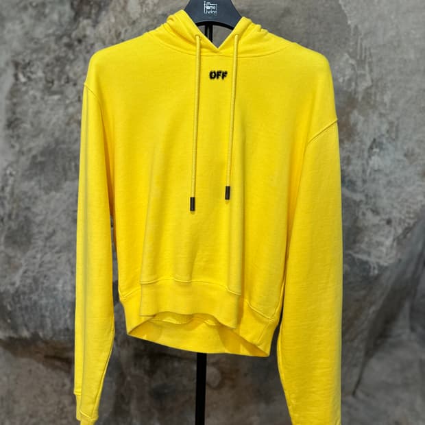 오프화이트 18FW 애로우 크롭 후디 모헤어