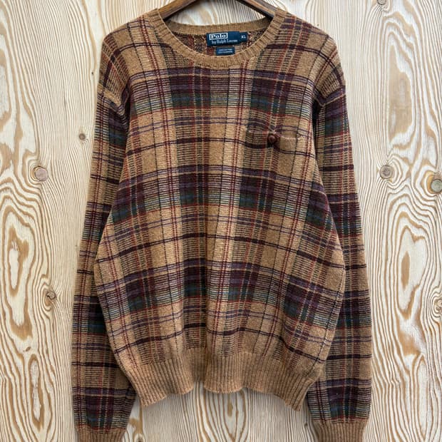 폴로 랄프로렌 캐시미어 체크 니트