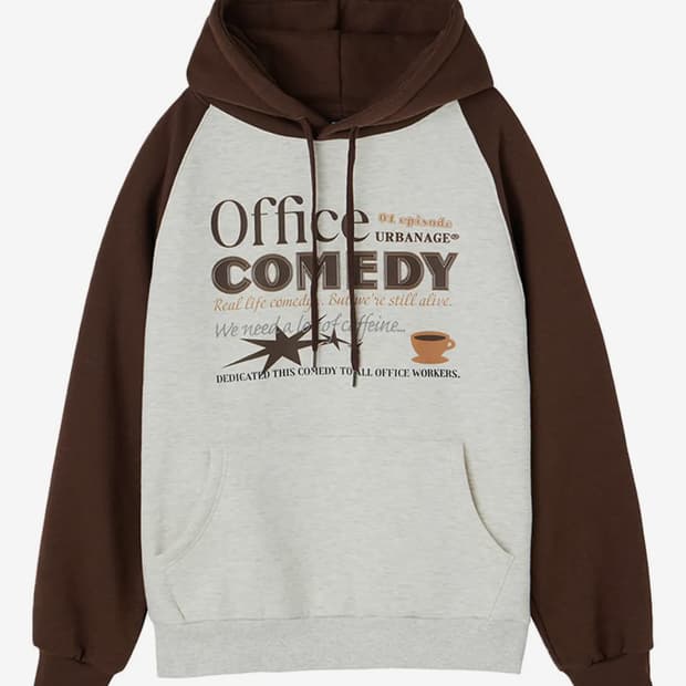 어반에이지 Office 나그랑 오버 기모 후드티 브라운