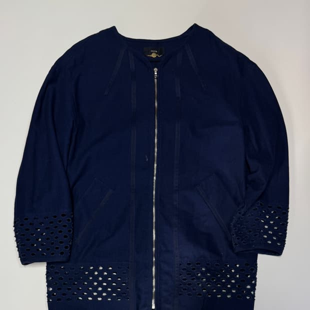 여성 한섬 시스템 레이스 펀칭 롱 자켓