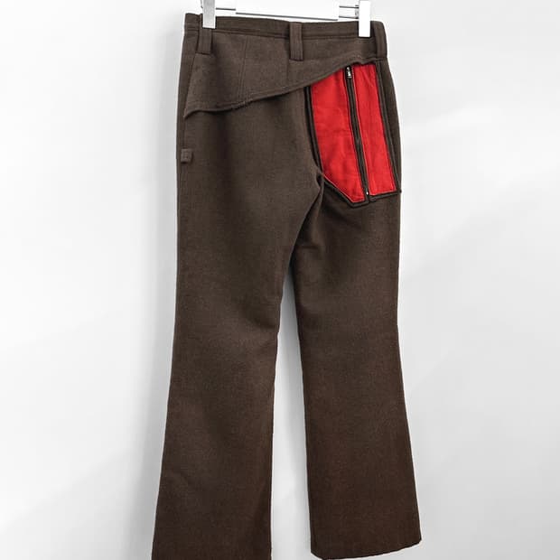 빈티지 밀리터리 디테일 울 블랜드 플레어 팬츠