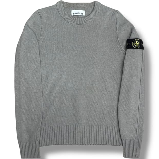 Stone Island 와펜 패치 그레이 울 니트