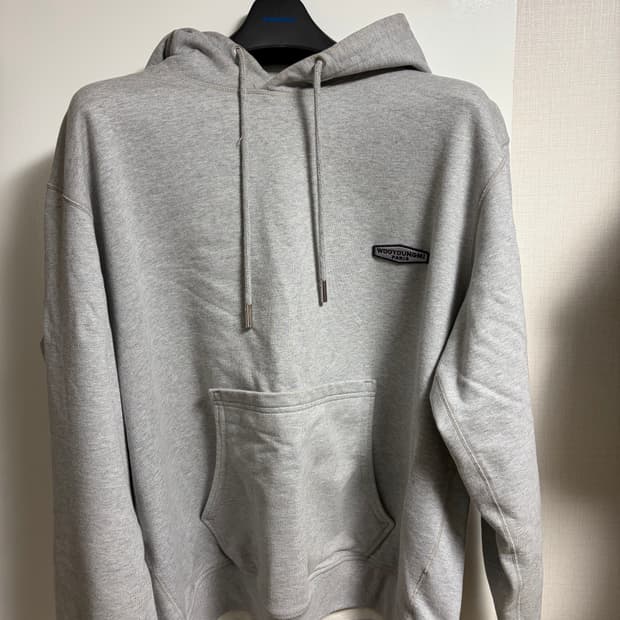 [50]우영미 블랙 백로고 후드 그레이