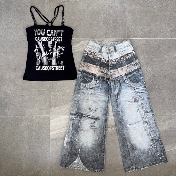 Black y2k printing back strap sleeveless