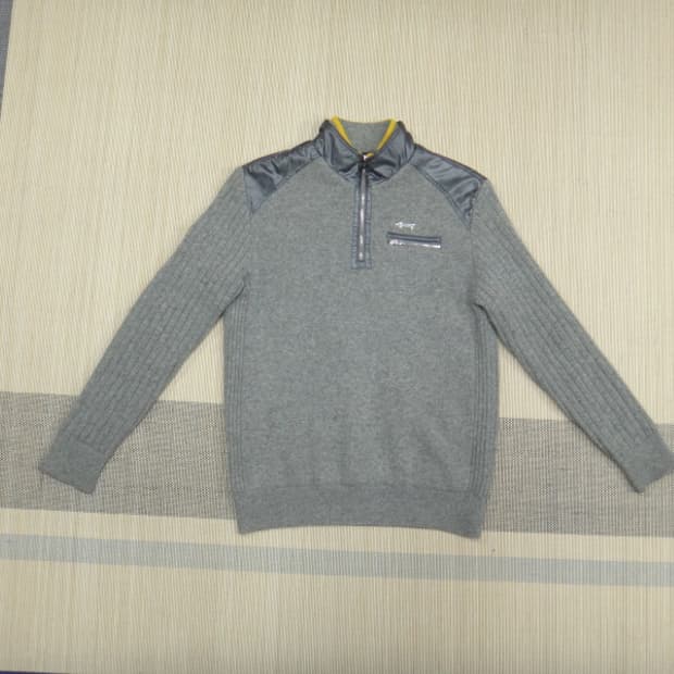 (100) 루이까스텔 골프 남성 반집업 방풍 울 니트