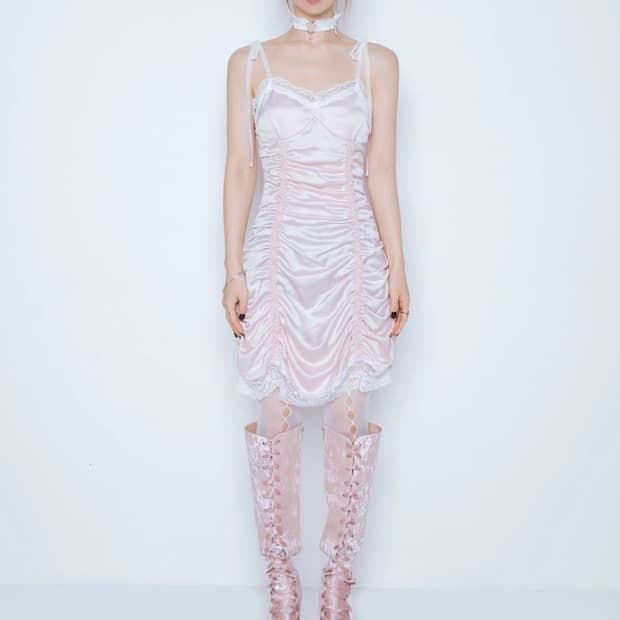 [단종템]아이당클럽 핑크 슬립 드레스 미니 원피스