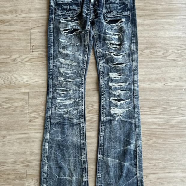 spicy denim 펑크 데미지 부츠컷 로우라이즈 데님 vkei