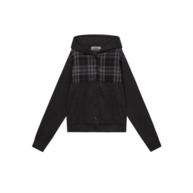 saros check jacket - charcoal