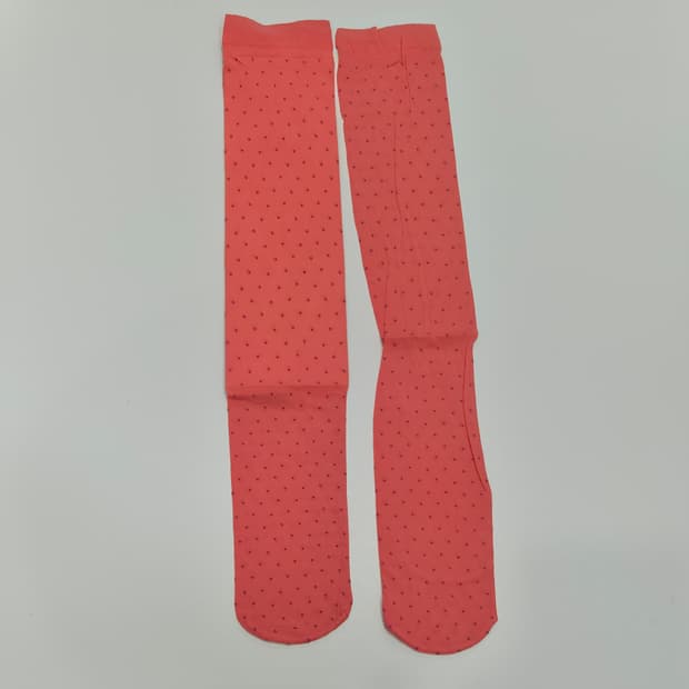 ly BASICS 연다홍 퍼플 도트 오버니삭스