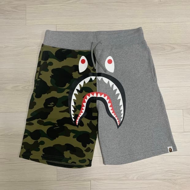 정품 베이프 샤크 스웻 쇼츠 반바지 XL